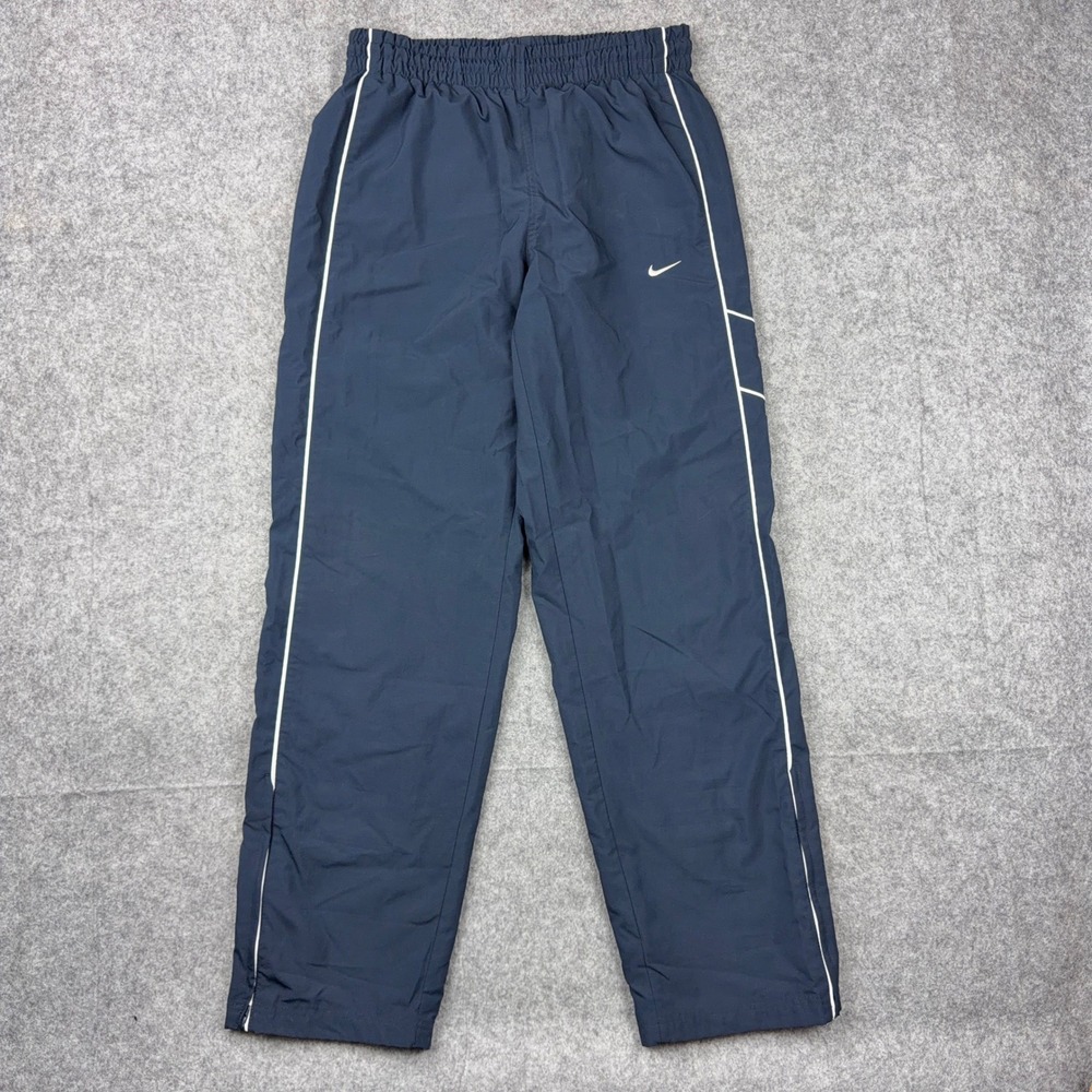 Nike Track Pants Mens Medium Blue Windbreaker Mesh Lined Warm Up Ankle Zip Y2K